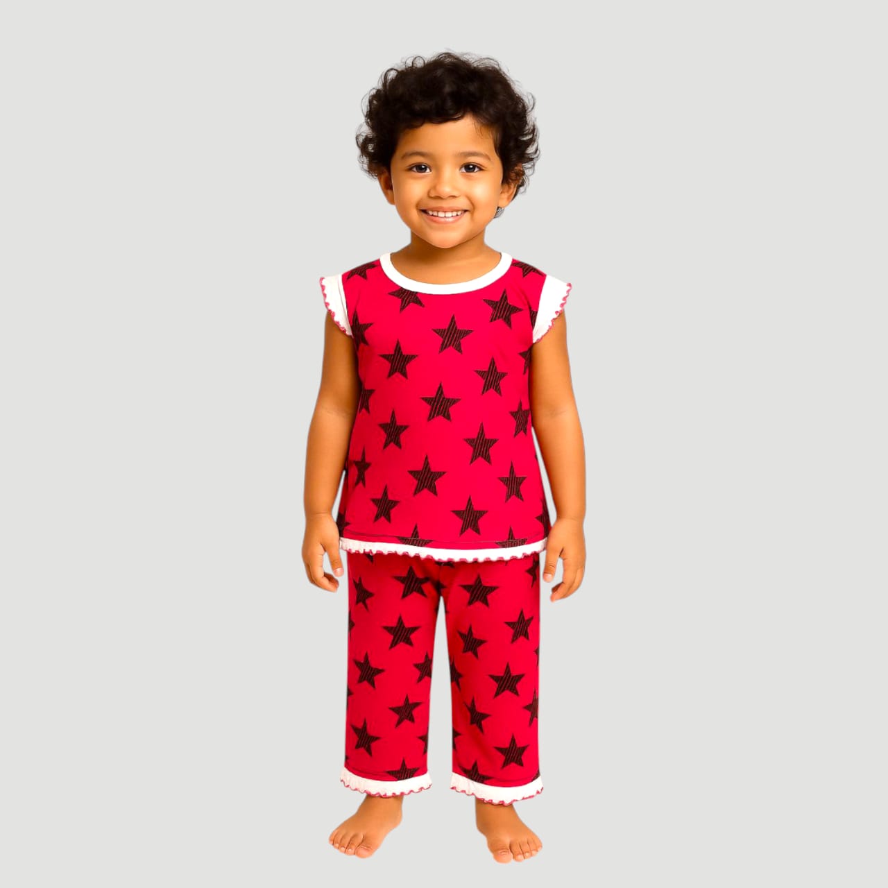 Pack of best 3 - Girls’ Star Printed Clothing Set – Top & Pyjama (Age 0-3 Yrs)