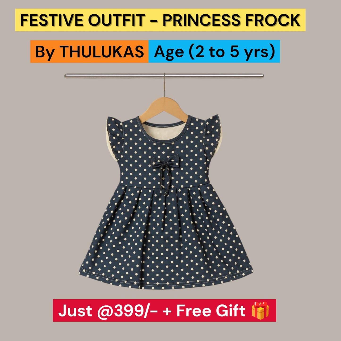 Girls' Stylish & Party Wear Frock - Age (2 - 5yrs)