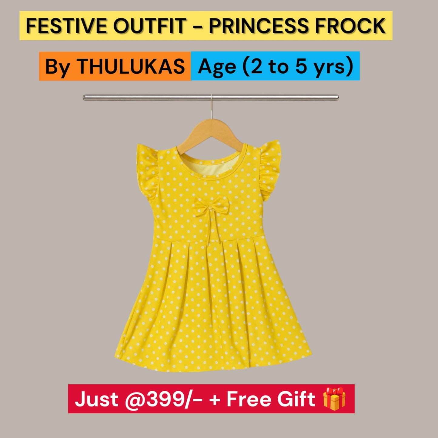 Girls' Stylish & Party Wear Frock - Age (2 - 5yrs)
