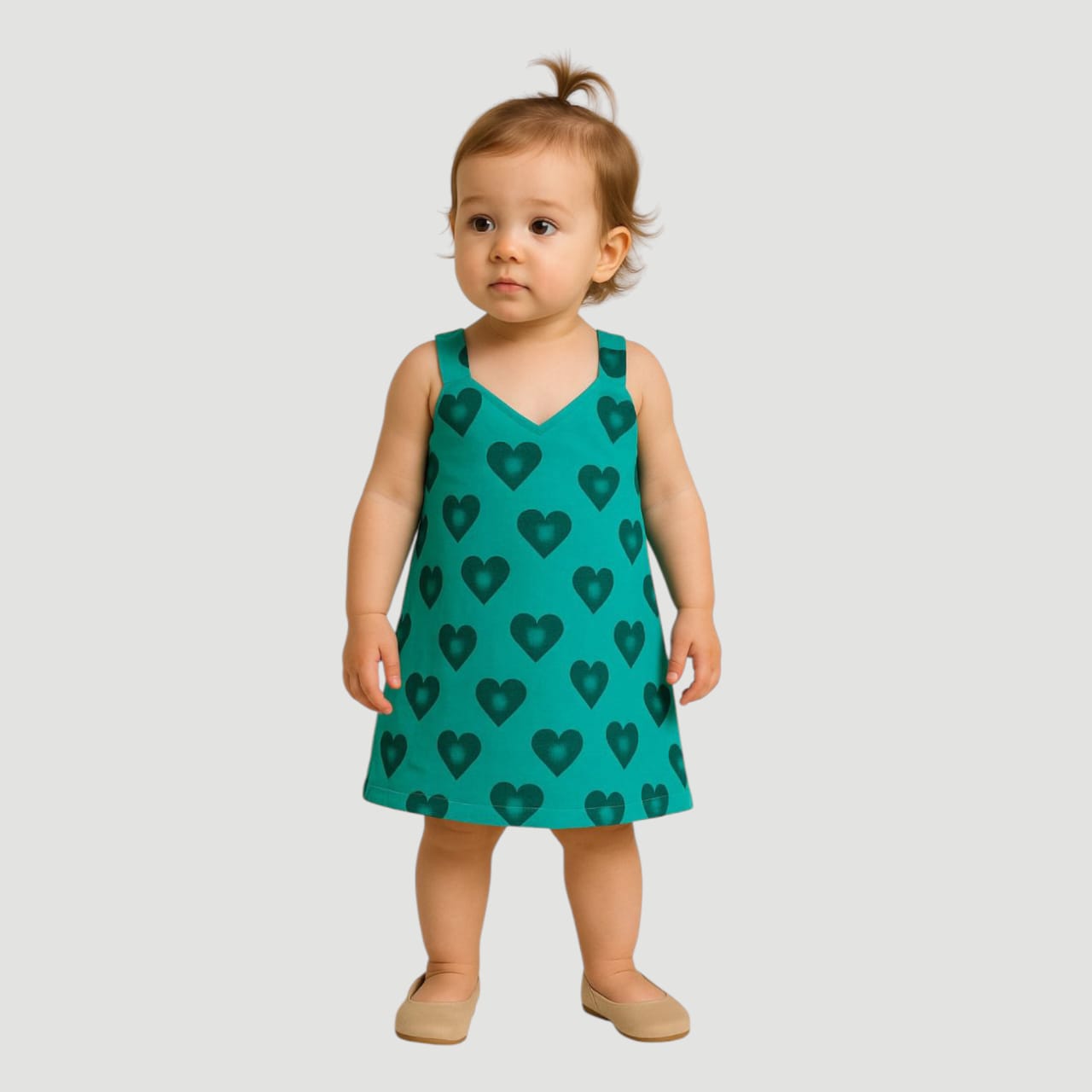 Pack of 3 - Girls Teal Multicolor Sleeveless Dress Age (0-3 Yrs)