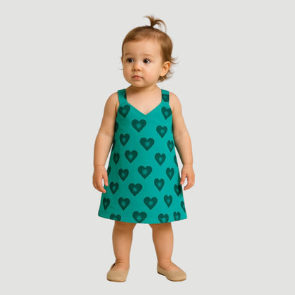 Pack of 3 - Girls Teal Multicolor Sleeveless Dress Age (0-3 Yrs)