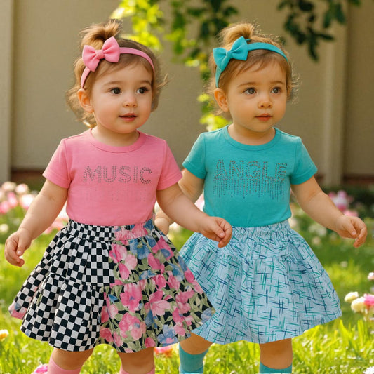 Pack of 2 Stylish Baby Girl T-Shirt & Skirt Set(Age 1-3 yrs)