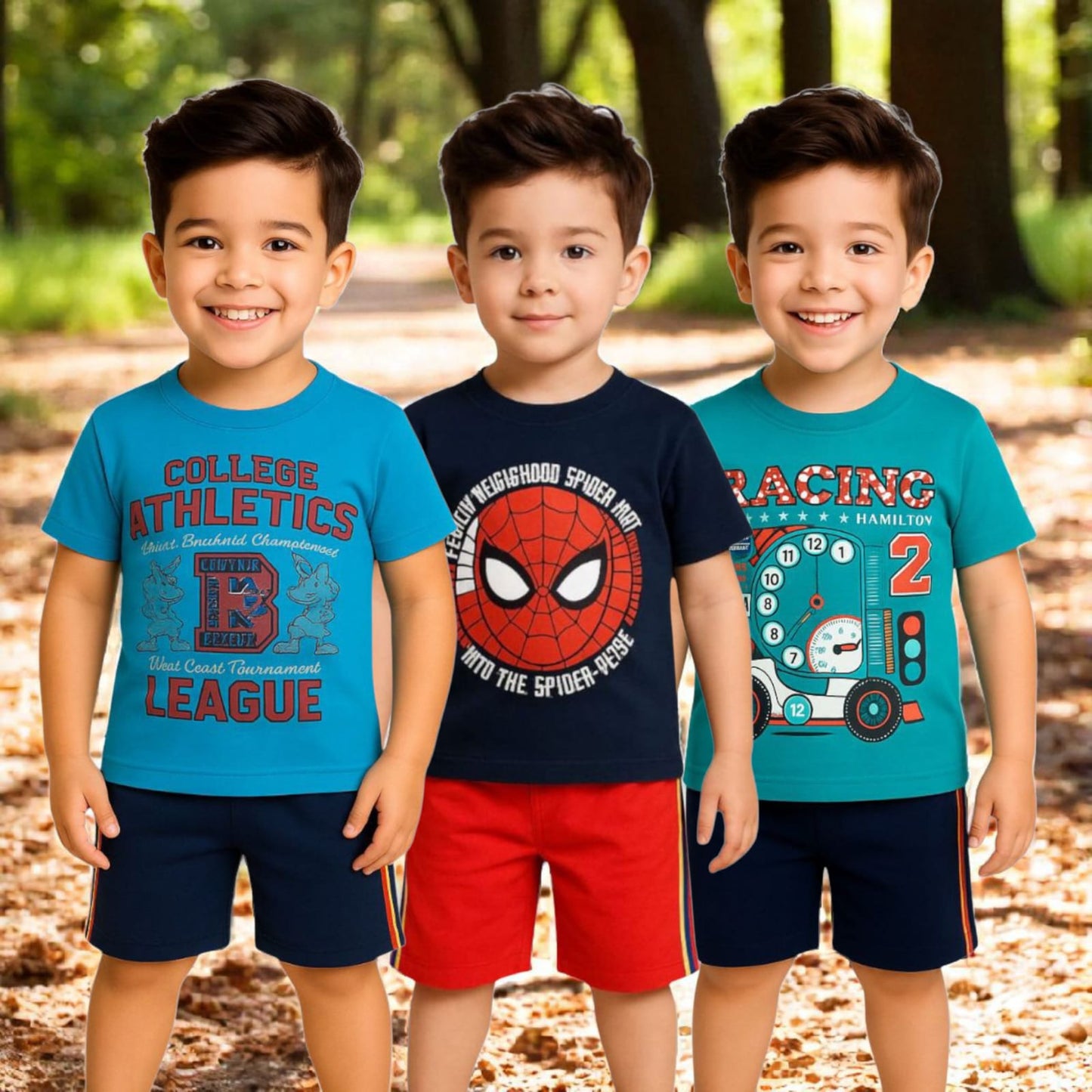 Pack of 3 -Boys Premium Cotton T-Shirt & Shorts Age (1-5 yrs)
