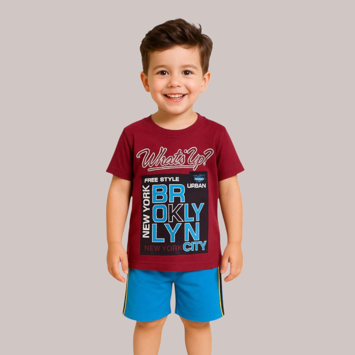 Pack of 3 - Boys Premium Cotton T-Shirt & Shorts Age(1-5 yrs)