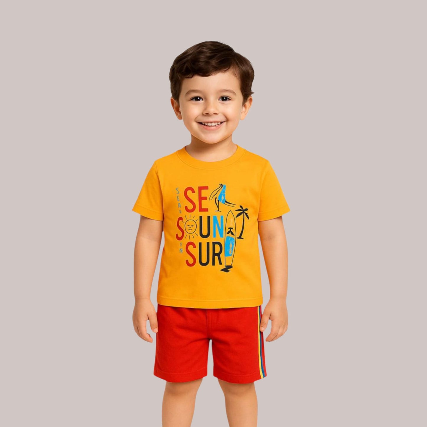 Pack of 3 - Boys Premium Cotton T-Shirt & Shorts Age(1-5 yrs)
